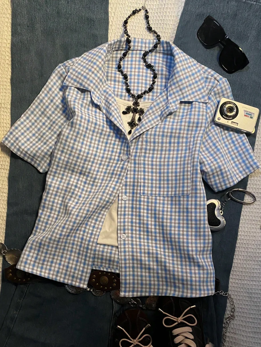 Chemisette "Vintage Check" – Coupe Ajustable & Style Casual